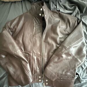 Reformation Veda Harrison Leather Oversized Bomber XXS